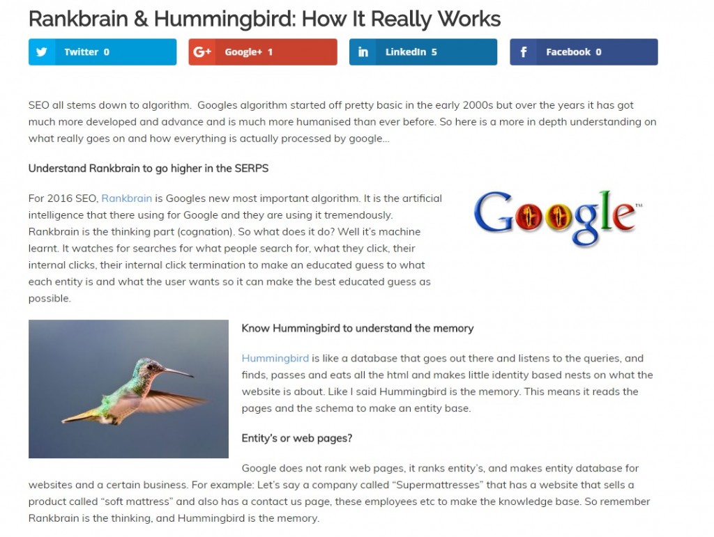 rankingbrain and hummingbird screenshot